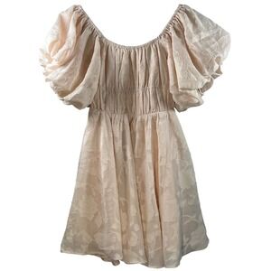 NWT Lush Women's Blush Pastel Pink Puff Sleeve Mini Dress Cottagecore X-Small